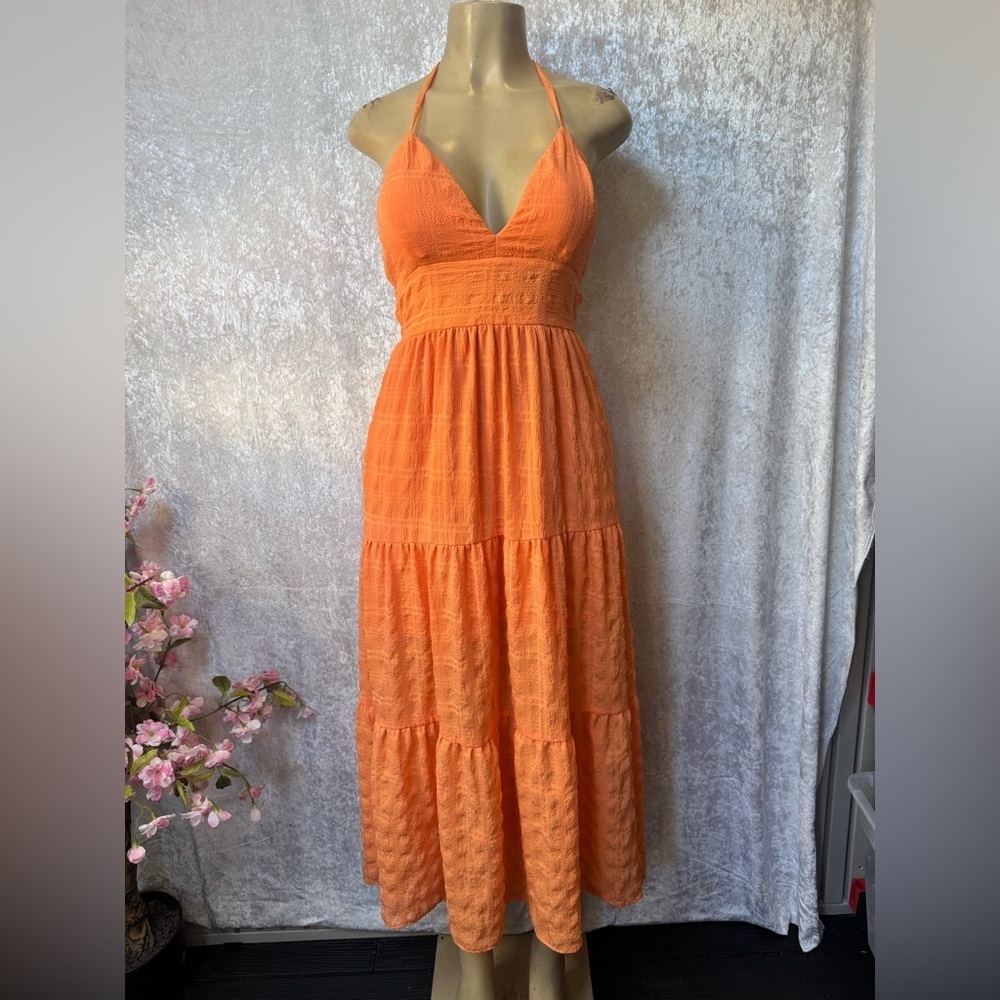 Speechless Vibrant Orange Halter Maxi Dress